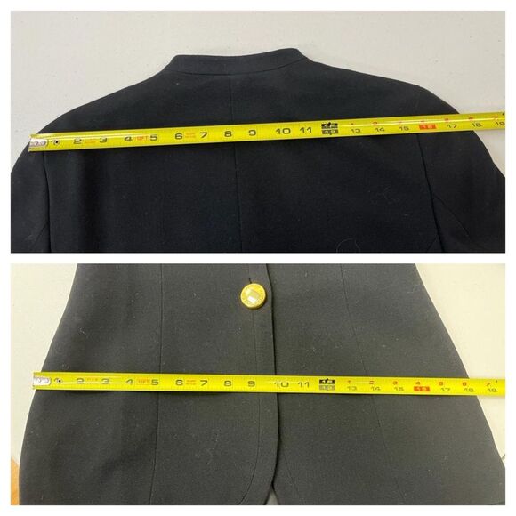 VINTAGE 80s Genny Black Blazer Skirt Suit Set Sz 6 2piece Monochrome Office CEO - Picture 11 of 15